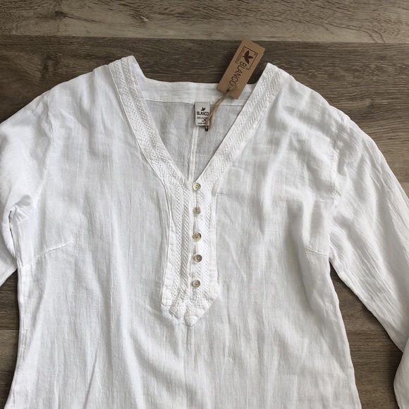 New with tags Blanco made in Peru 100% cotton white tunic - Picture 5 of 17